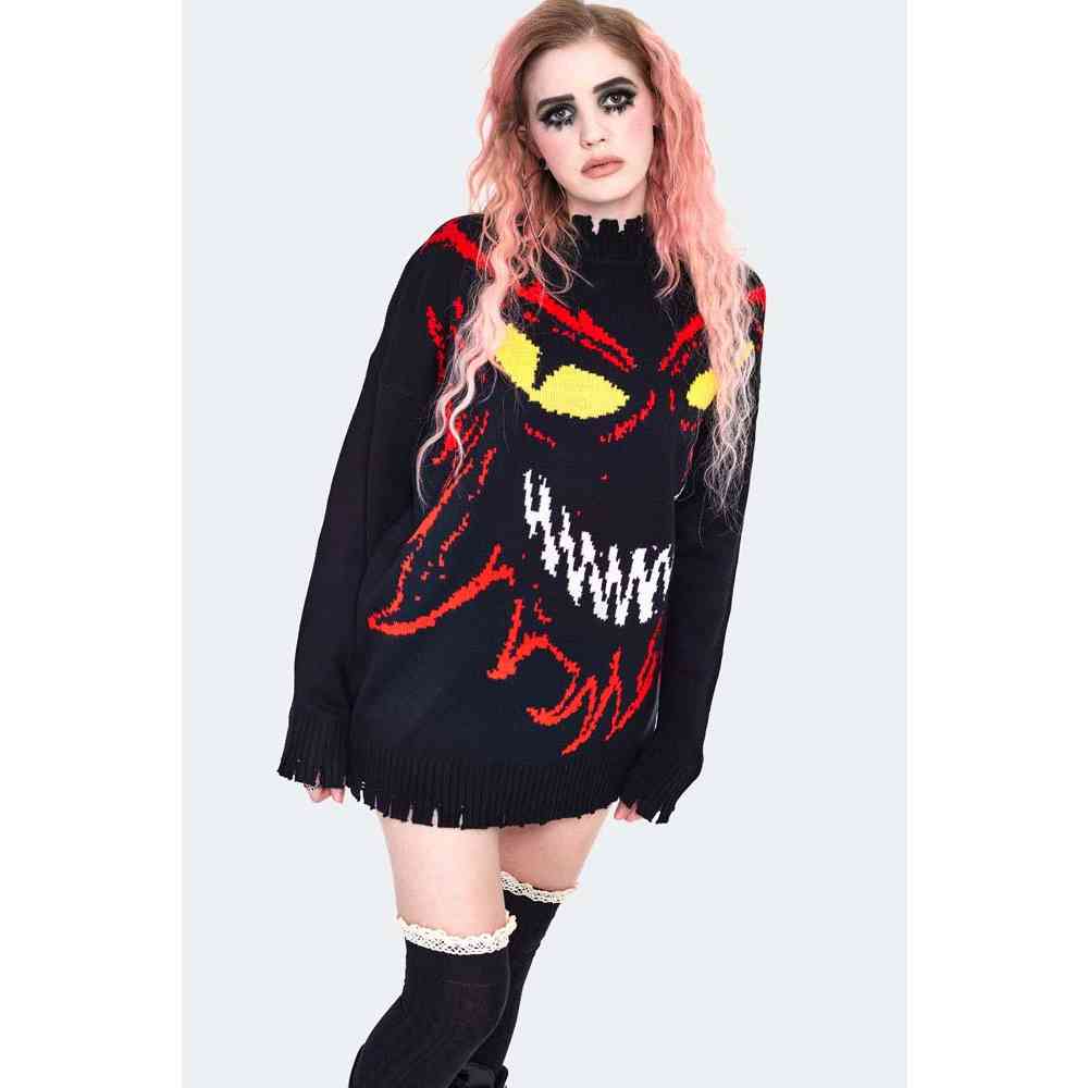 Jawbreaker - Laughing Gremlin Oversized Knitted Chandail - Noir